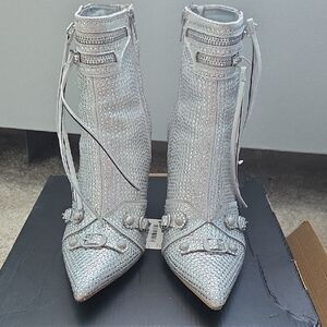 Elegant Silver Women's Ankle Boots